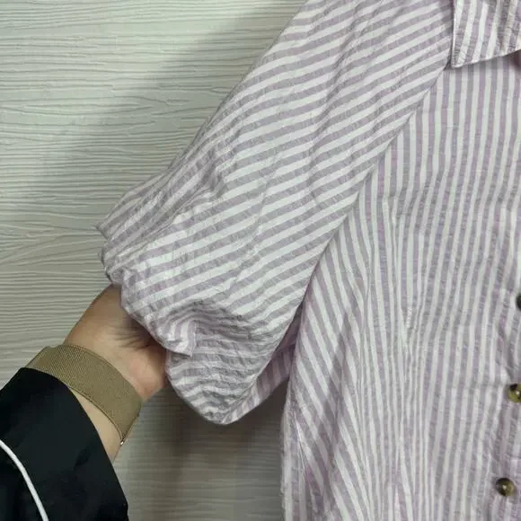 Anthropologie Maeve Lilac Striped Blouse - Picture 4 of 9